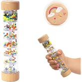 WoodenEdu Rainmaker Rain Stick Musical Instrument for Toddlers, 8 Inch | Rainfall Rattle Tube Rainstick Shaker Toy Chrismas Birthday for Toddlers 1 2 3 Years Old