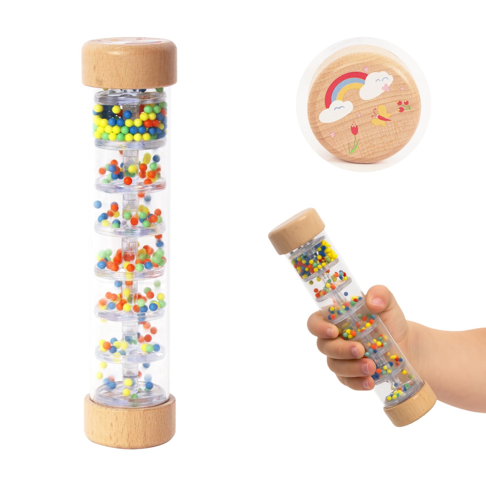 Photo 1 of Rainmaker Rain Stick Musical Instrument for Babies, Toddlers and Kids, 8 Inch Rainfall Rattle Tube Rainstick Shaker Toy