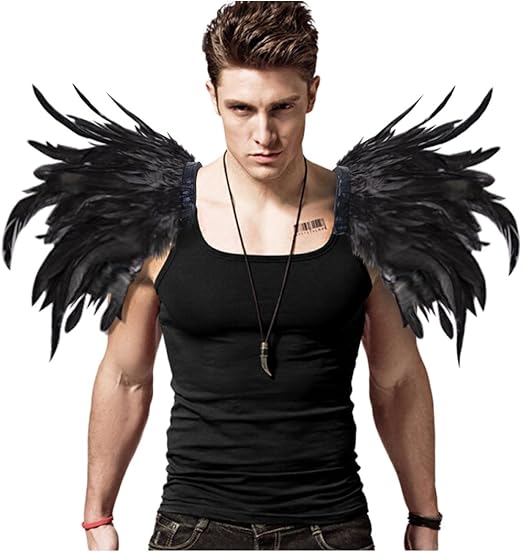 Amazon Com L Vow Men Gothic Real Feather Epaulet Shrug Shoulder