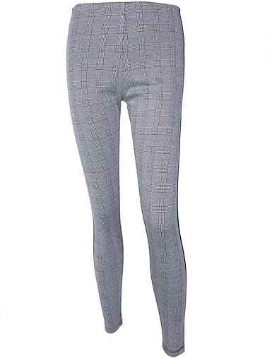 womens plaid pants with side stripe