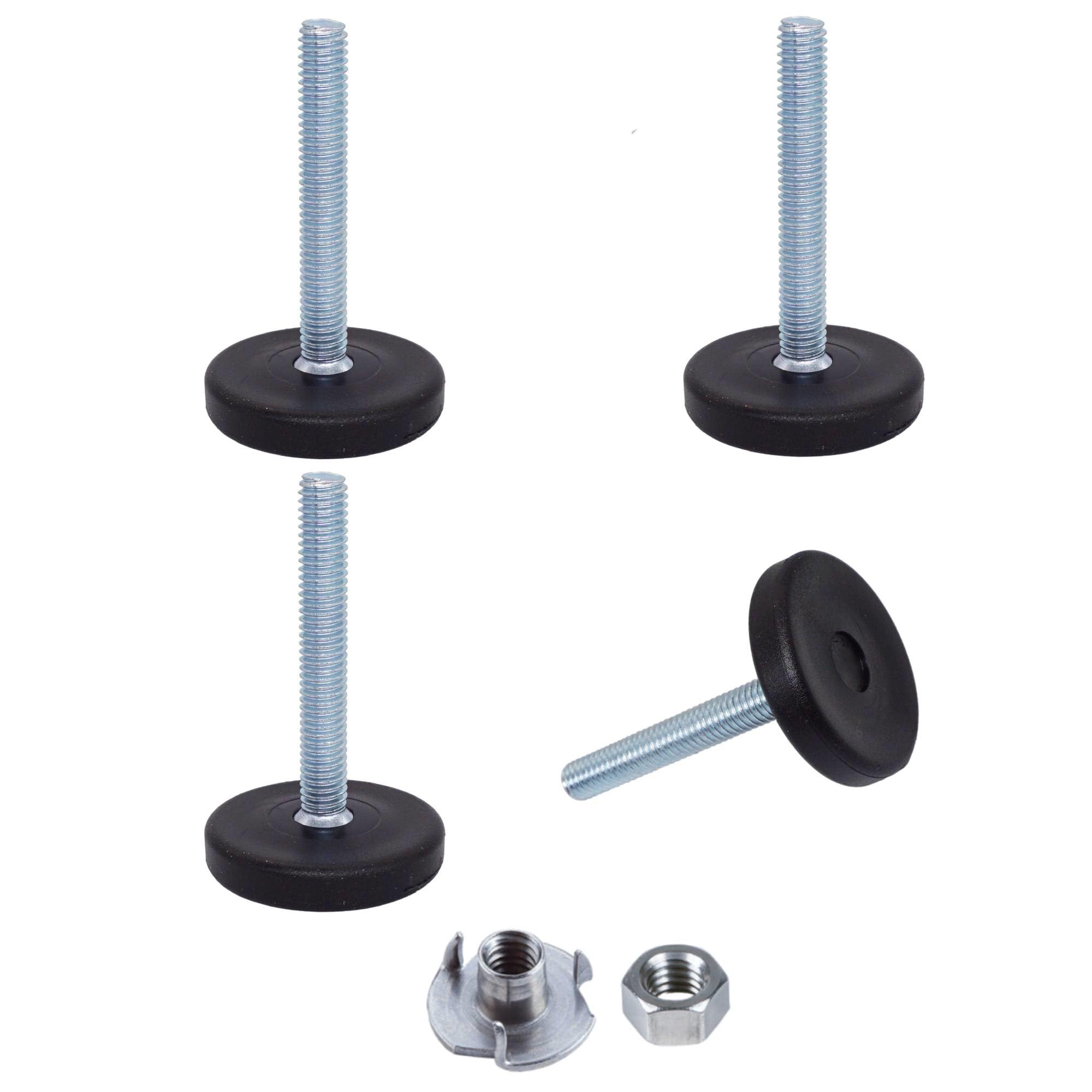SKIR'CO 4 pcs, Furniture Leveling Feet M6 x 40 mm, Adjustable Round Legs 30 mm Diameter, M6 Thread Leveler Foot (Nuts Included)