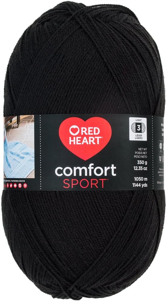 Amazon Com Red Heart Comfort Sport Yarn Black