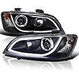 Spec-D Tuning LED Strip Light Bar Black Projector Headlights Compatible with 2008-2009 Pontiac G8, Left + Right Pair Headlamps Assembly