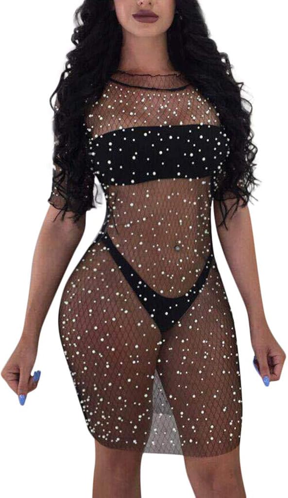 white mesh cover up dress