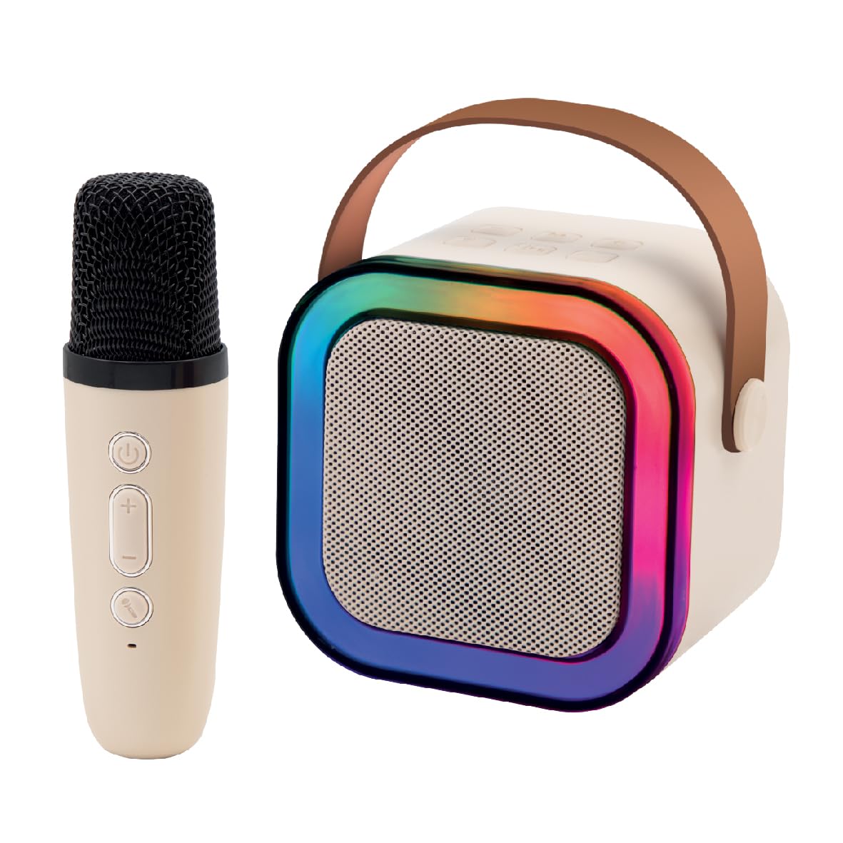 Global Gizmos 54959 Mini Karaoke Machine with Wireless Microphone/Wireless Portable Bluetooth Speaker/Multi-Coloured LED Lights