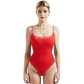 SUUKSESS Women Square Neck Lace Bodysuit Sleeveless Spaghetti Strap Tank Top