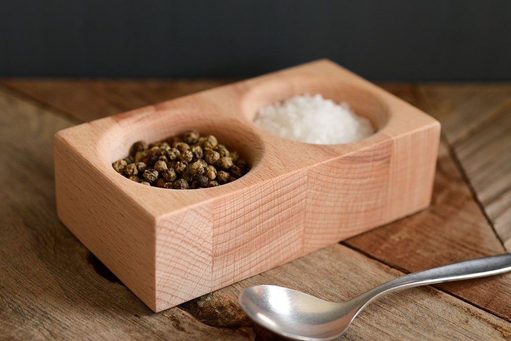 Hardwood beech, Salt and Pepper Pinch pots made from repurposed