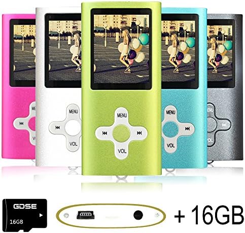 Goldenseller 16GB Mp3 Player Mp4 Player for a Micro SD Card Slot, Media Player, Music Player, Portable Videos Player,Voice Recording Player, With a support of MP3, JPEG, TXT files and WMA (Green)