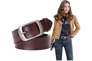 SUOSDEY Fashion Womens Leather Belt, Soft Leather Waist Belt with Pin Buckle for Jeans Pants,width 1.3"
