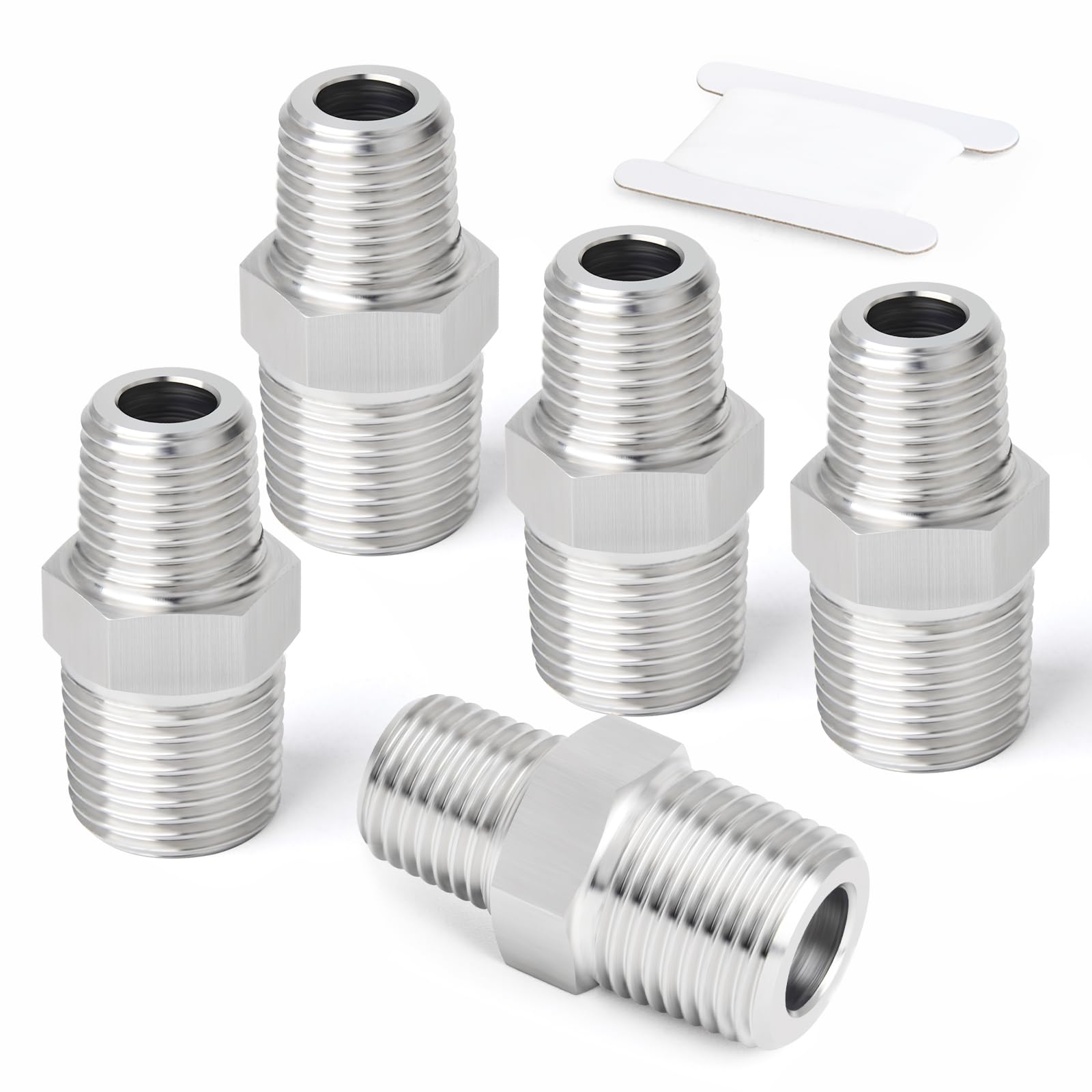 ERGAOBOY 2 Pcs 1-1/4" x 3/4" BSP Male Cold Heading Male Reducing Hex Fittings, Stainless Steel 304 Pipe Fittings Fittings