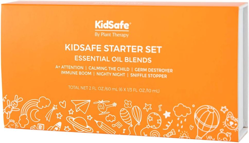 Plant Therapy KidSafe Starter Set with Wood Grain Aromafuse Diffuser