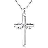 AmorAime 925 Sterling Silver Cross Necklace for Women Infinity Necklace 14K Rose Gold Plated Necklaces