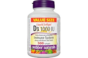 Webber Naturals Vitamin D3 1000 IU, 500 Softgels, For Healthy Bones, Teeth, and the Maintenance of Good Health