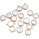 LE SKY 5 Pcs Natural Pearl Pendants Round Freshwater Pearl Pendant Charms for Jewelry Making Necklace Bracelet DIY Gift