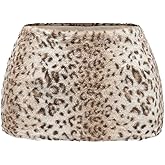 Milumia Women's Y2k Leopard Faux Fur Mini Skirt Sexy Low Waist Bodycon Short Skirts Party Rave