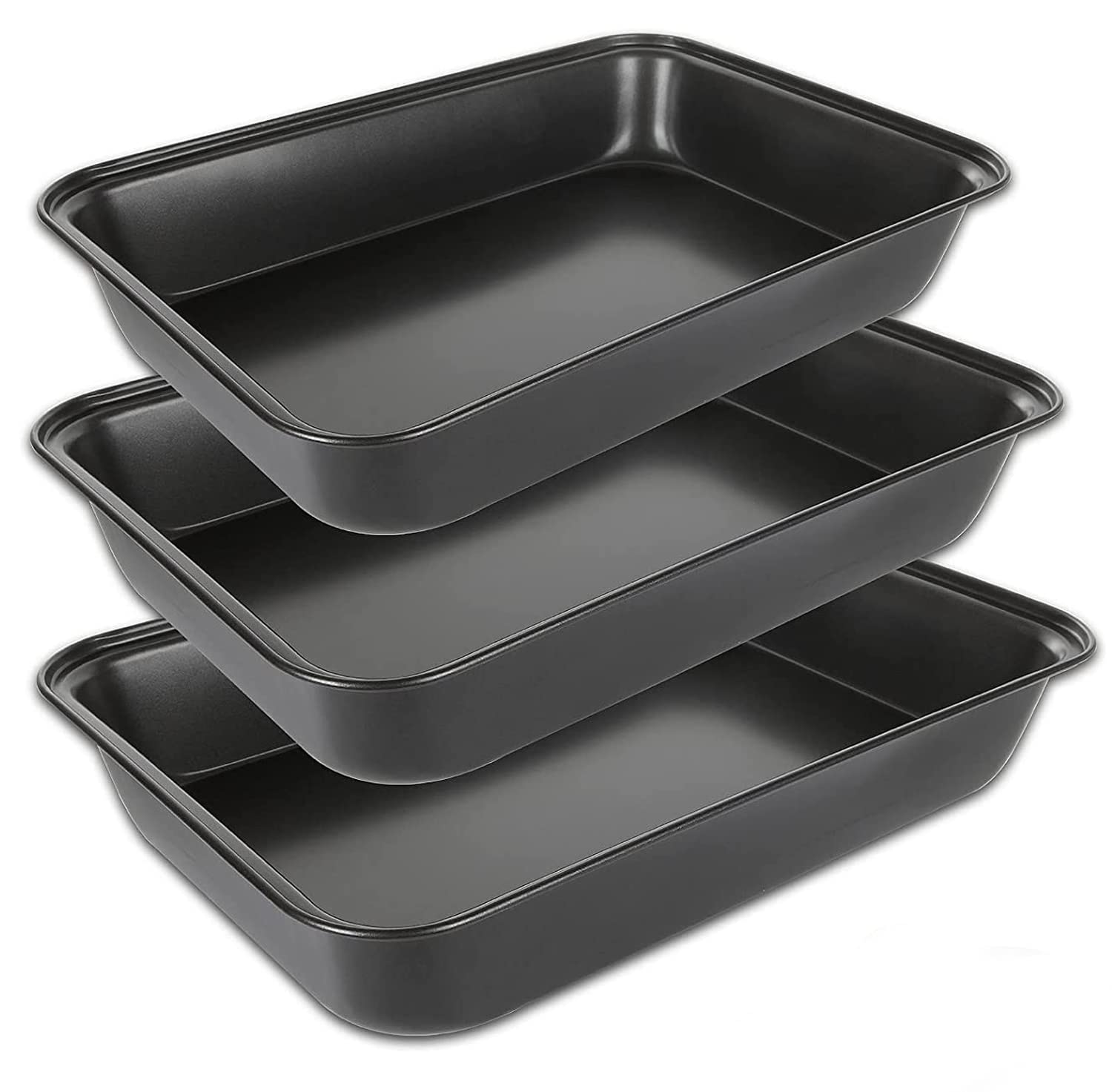 AHUNTTER 3 Piece Oven Trays Non Stick Set with Small Flower Baking Tin Baking Tray- Carbon Steel (PFOA Free) Cooking Roasting Tins for Ovens - Dishwasher Safe