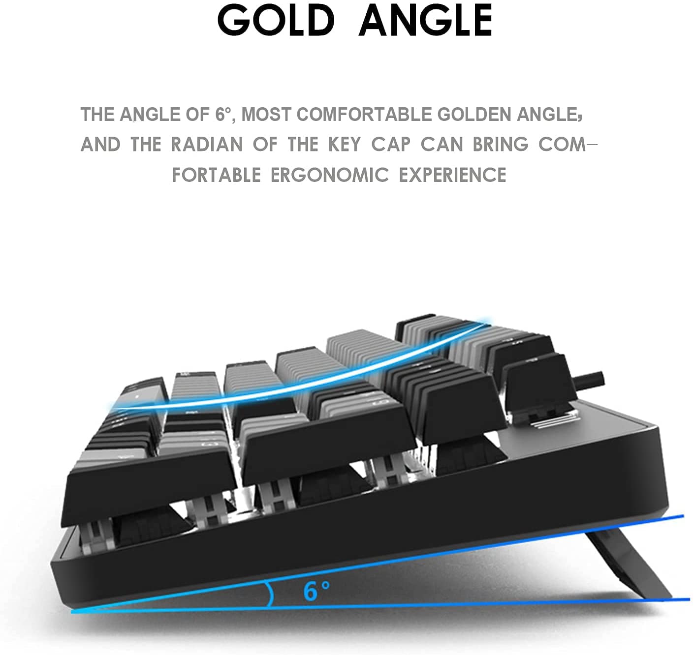 Basaltech Mechanical Gaming Keyboard with White LED Backlit, 104-Key Anti-Ghosting Blue Switch Ergonomic Metal Panel Classic Keycaps Light Up Keyboard Wired USB for PC, Laptop, Mac