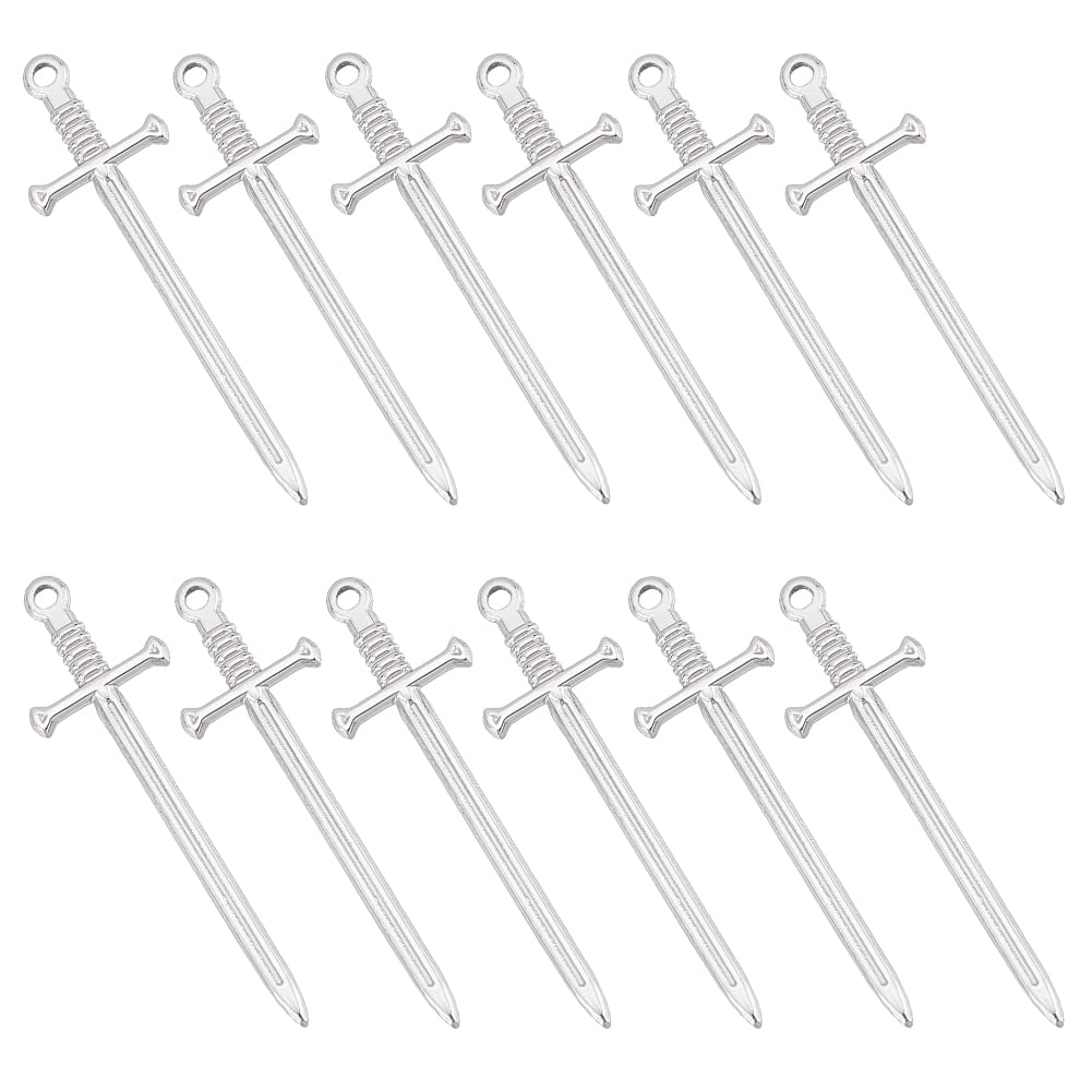 UNICRAFTALE 16Pcs Dagger Charms 304 Stainless Steel Sword Pendants Mini Sword Bookmarkers Punk Earring Charms 45mm Metal Dagger Book Clips Markers for Book Lover DIY Jewelry Making