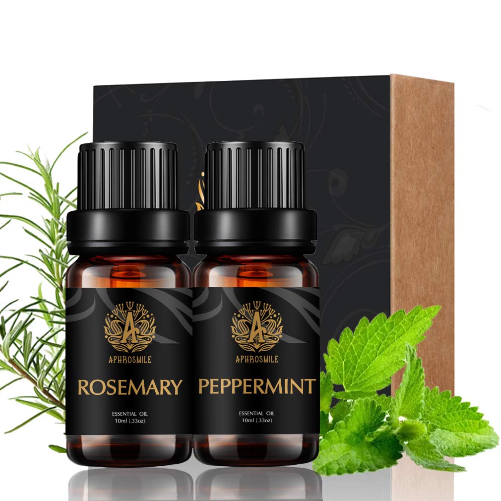 Therapeutic-Grade Aromatherapy Essential Oils Set - Rosemary Peppermint Essential Oils Kit, 100% Pure Aromatherapy Scented Oils for Diffuser, Massage, Humidifier 2x10ml