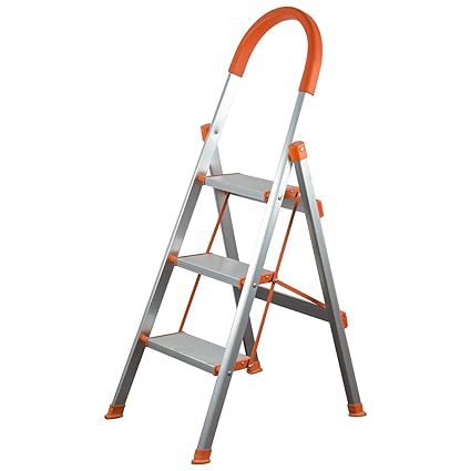 Bi3 Non Slip 3 Step Aluminum Ladder Folding Platform Stool Light Weight Aluminium Ladders 3 Step Ladder