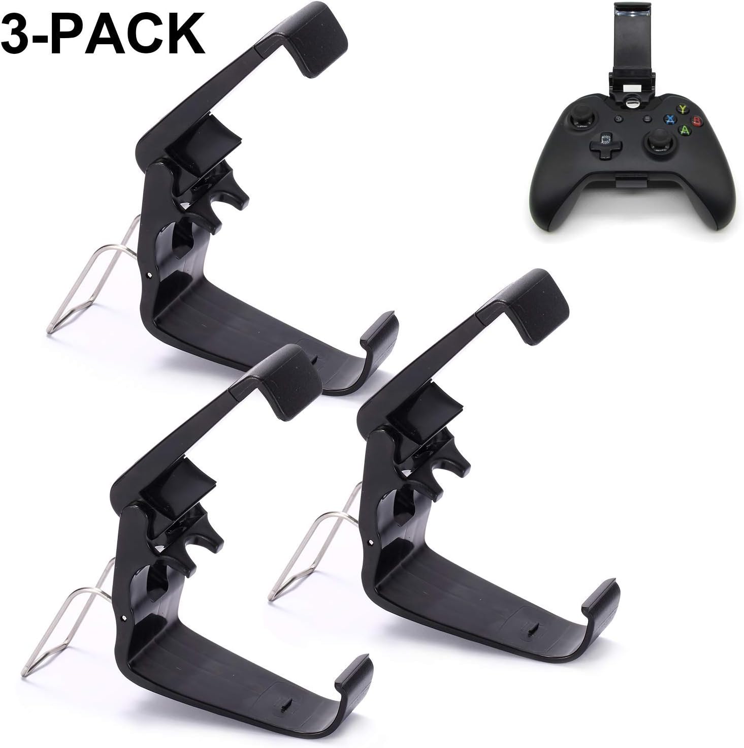 Yizerel 3 Pack Foldable Mobile Phone Holder for Game Controller, Cellphone Clamps Compatible with Microsoft Xbox One S, Xbox One X, SteelSeries Nimbus & XL Bluetooth Wireless Controllers (Black)