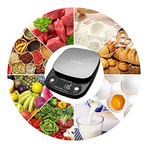 image for TOP-MAX Food Scale 10kg 22lb - Baking & Cooking Scale with Tare Functi