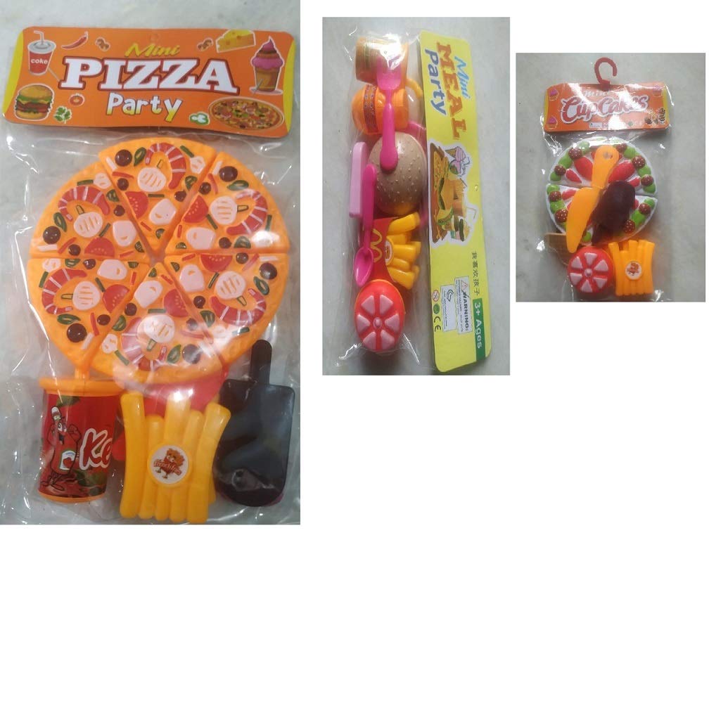 Buy Premium ToysPizza Set, Cup Cake and Burger Party Fast Food