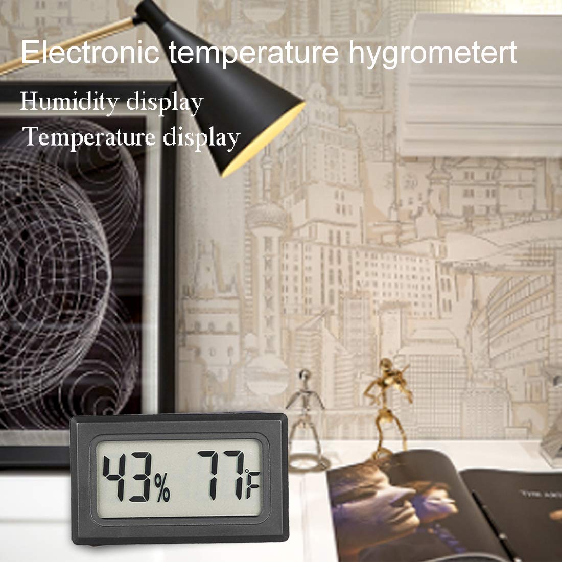 AUTIDEFY 6-Pack Mini Hygrometer Thermometer LCD Display Digital Temperature Humidity Meter Gauge for Incubators Reptile and Humidors Fahrenheit (℉)