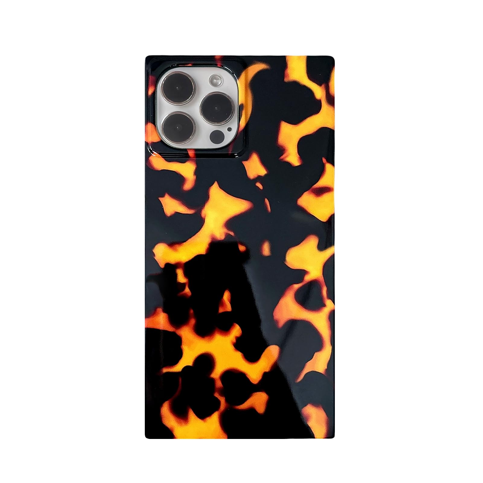 Photo 1 of Rectangle Tortoise Shell Print Case for iPhone 16 Pro 6.3in Cool Girl Design Slim Soft Full Shockproof Protective Glossy Phone Cover Casing for iPhone 16pro 6.3" Brown