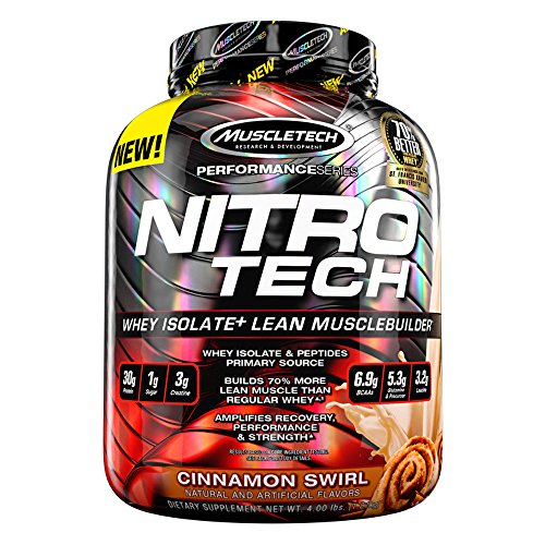 MuscleTech Nitrotech Whey Isolate Plus Lean Musclebuilder Protein Powder, Cinnamon Swirl, 4 Pound