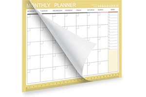 Phyxin Undated Monthly Planner, 54 Sheets Blank Calendar with Memo, 11.2"x8.3" Monthly Calendar Planner, Tear Off Blank Planner with Daily Schedule & Calendar, Yellow