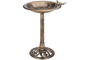 LIVINGbasics 2-in-1 Outdoor Garden Bird Bath with Flower Planter Base (31-Inch)