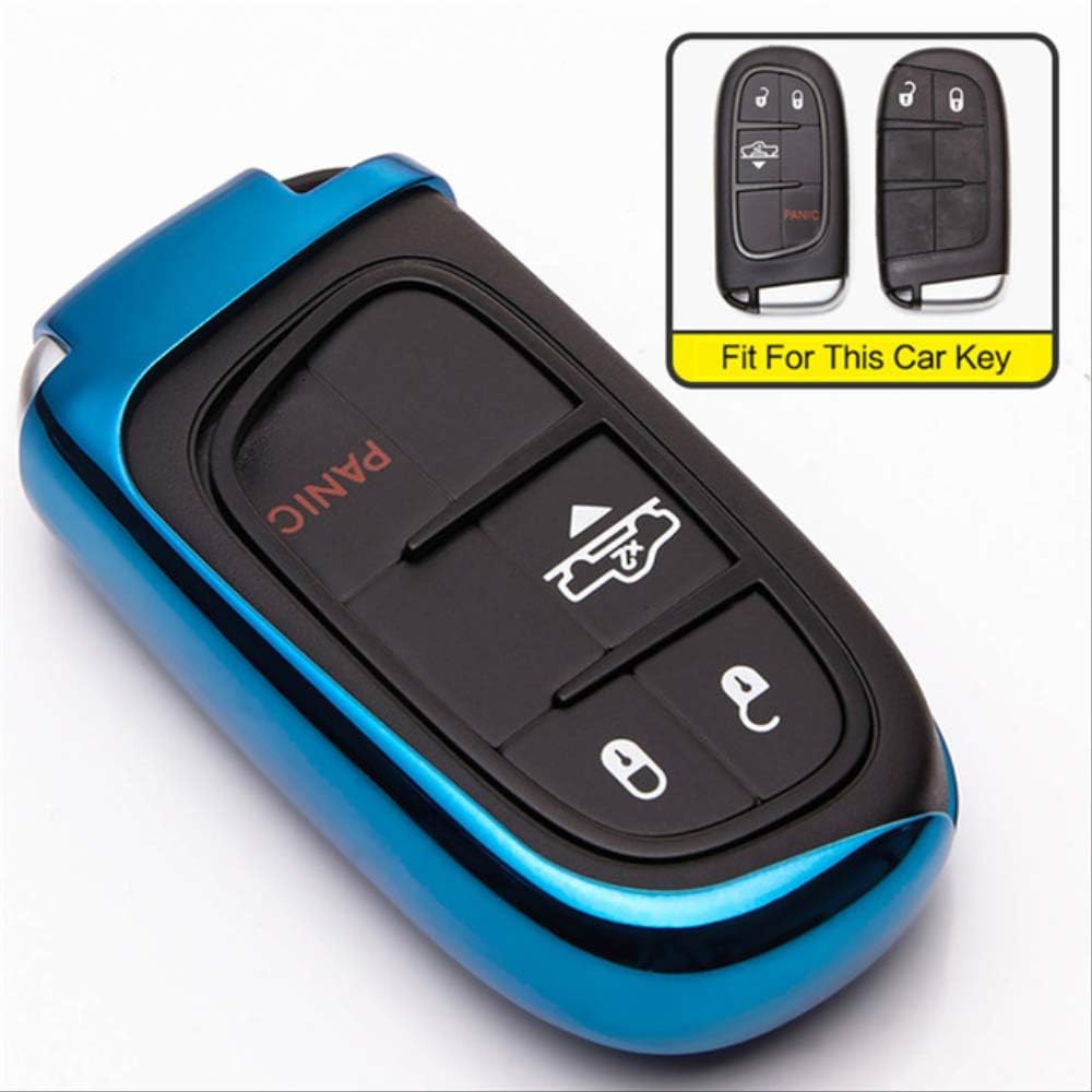 XVBTR Soft TPU Car Key Case Cover For Dodge Challenger Ram 1500 Nitro Caravan Durango Dakota Caliber Key Ring Shell Fob Accessories Blue