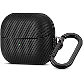Haobobro Leather Case for Samsung Galaxy Buds 3 / Buds3 Pro/Buds 3 FE Case Cover with Clip - Selected Skin-Friendly Leather, Carbon Fibre Texture, Handmade Hard Cover for Samsung Buds Pro 3 - Black