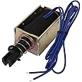 uxcell a14052300ux1091 Stroke Pull Type Open Frame Solenoid Electromagnet, DC 24V, 0.8 A, 70N Force, 20 mm