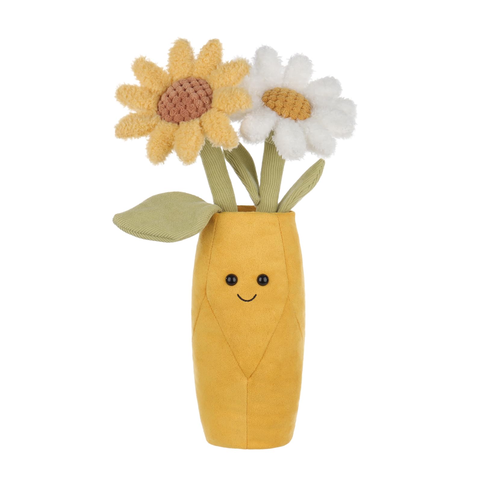 Apricot Lamb Daisy Vase Plush Stuffed Flowers for Kids, Soft Cute Plushies Toys for Baby Girl and Boy, Fluffy Daisy Vase Yellow