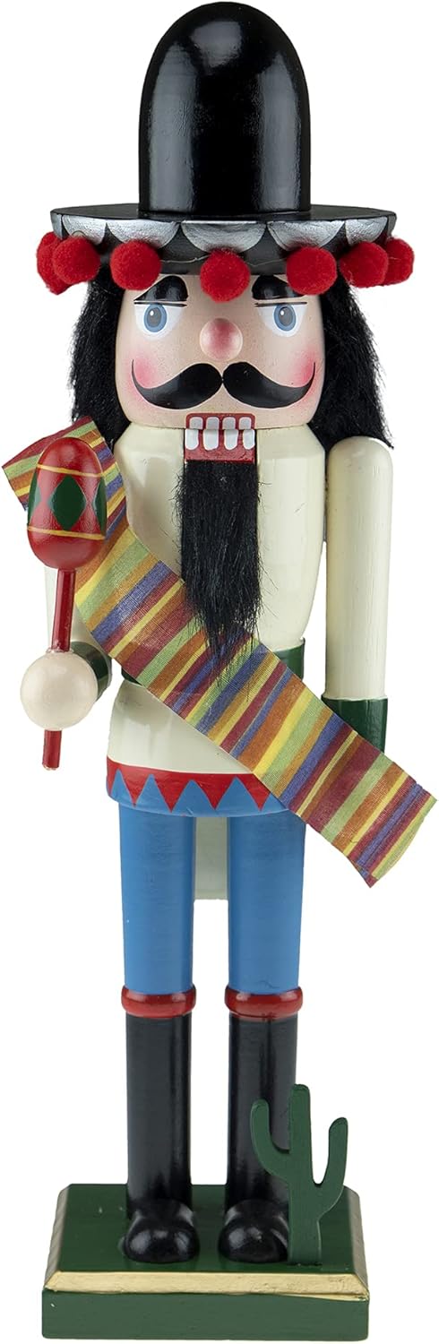 Nutcrackers - Clever Creations Mexican 14 Inch Traditional Wooden Nutcracker, Festive Christmas Décor for Shelves and Tables