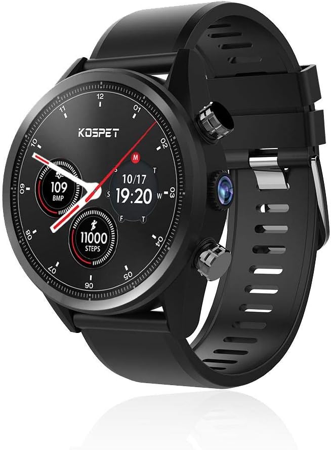 TEEPAO Kospet Hope 4G Smart Watch,[2019 Newest] Scratch Resistant ZRO2 Ceramic Watch Case,8 MP Camera,1.39" AMOLED Screen,3+32 GB Ram/Rom, IP67 Waterproof,GPS,Heart Rate Monitor,OTA for Android