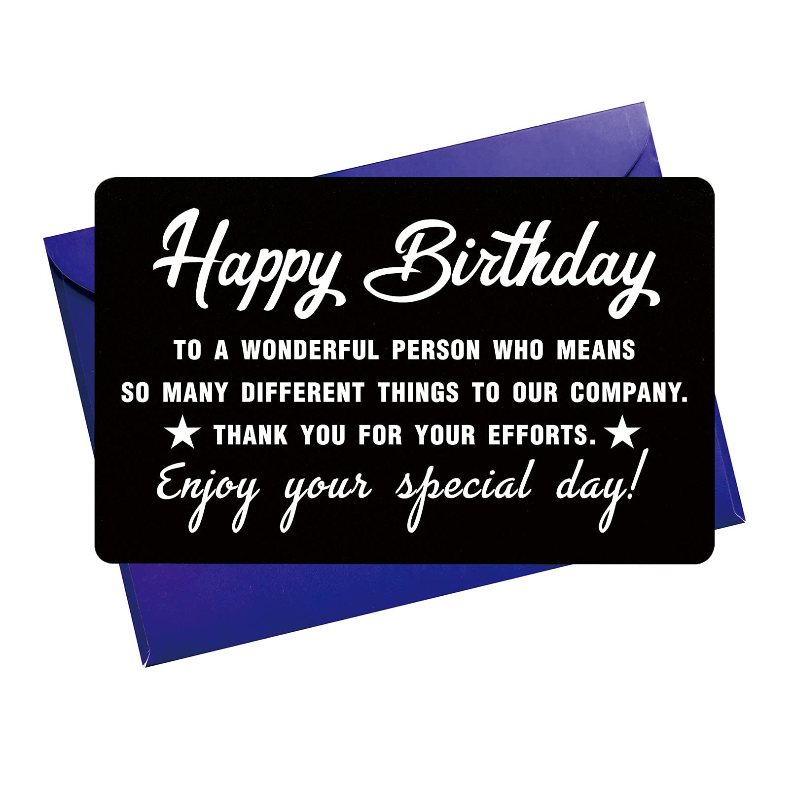 TGCNQ Employee Birthday Gifts - Employee Birthday Card for Men Women, Colleague Bday Gifts for Male Female, Engraved Black Aluminum