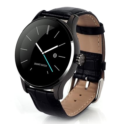 Tiean K88H MTK2502C Bluetooth Smart Watch Heart Rate Track Wristwatch Leather (Black)