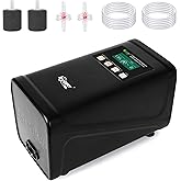 hygger Battery Backup Aquarium Air Pump, Rechargeable Dual-Outlet Fish Tank Oxygen Pump, Quiet Portable Aerator for Outdoor Aquarium (up to 120 Gal) &amp; Fishing, Emergency Power Outage