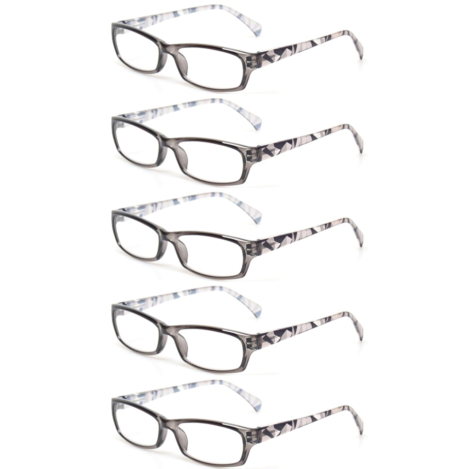 Photo 1 of Kerecsen Reading Glasses 5 Pairs Fashion Ladies Readers Spring Hinge with Pattern Print Eyeglasses for Women (5 Grey, 1.25, x)