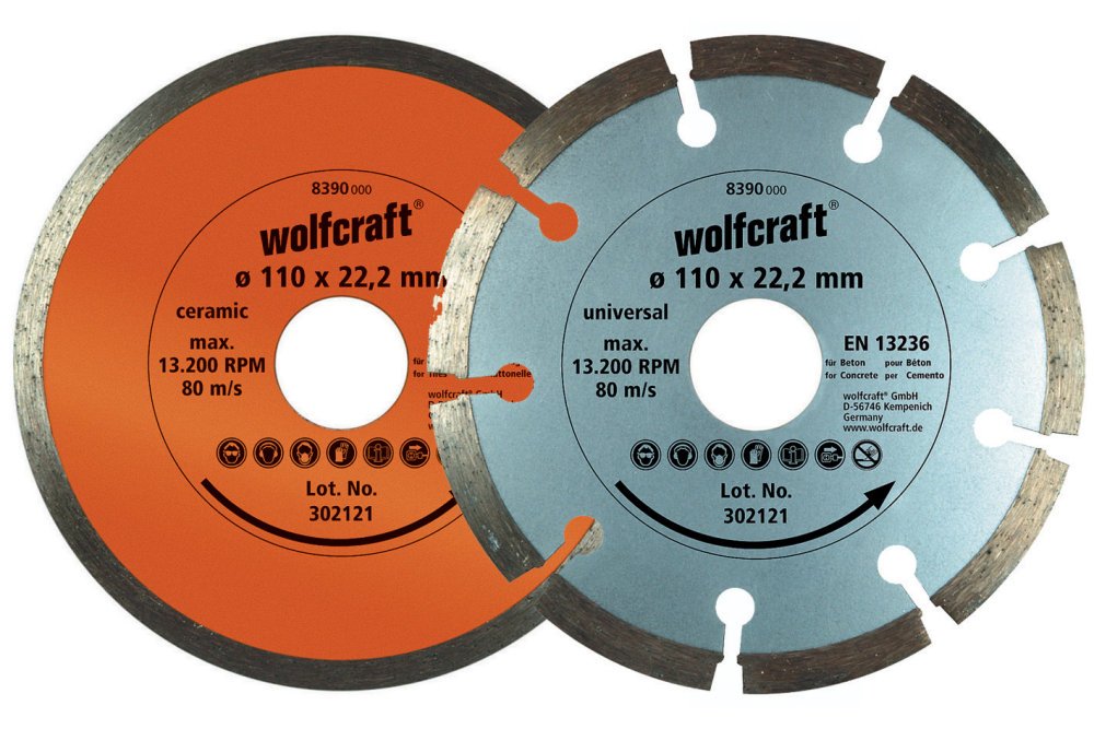 wolfcraft Diamond Cutting Disc Set 2 Pcs. I 8390000 I The Inexpensive Alternative - Ideal for All Beginners and Occasional DIYers.