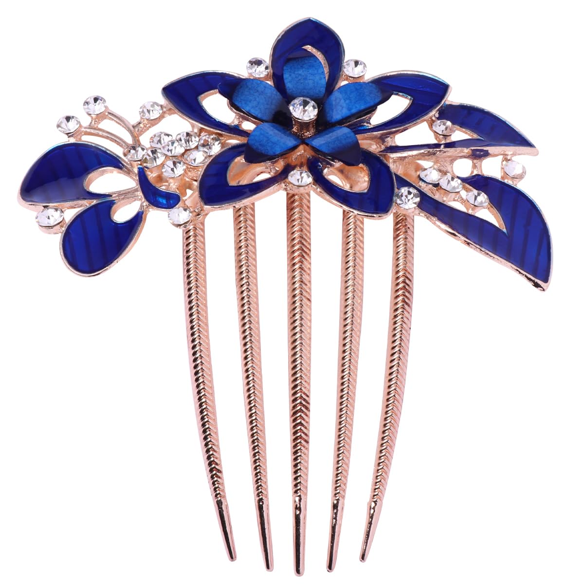 Hair Side Combs Hair Clip Combs Flower Hair Comb for Bride Delicate Headwear Headdress Wedding Dress Accessories Party Hair Ornament for Female Women (Dark Blue)