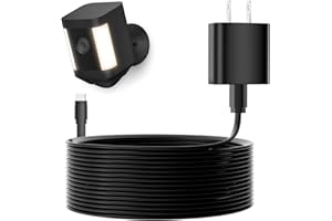 ALERTCAM 25ft USB-C Power Adapter for Spotlight Cam Plus/Pro (Battery) and Outdoor Cam Plus (Battery), Weatherproof Flat Cable for Continuous Power Supply, Black