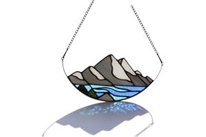HAOSUM Mountain Decor Suncatcher for Window, Stained Glass Window Hanging and Wall Art Ornaments,Right Choice for Windows and Wall Decor Such as Home, Living Room, Kitchen,Bedroom, Bathroom