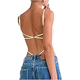 Milumia Women Sexy Backless Bodysuits Scoop Neck Open Back Night Out Club Bodysuit Tops