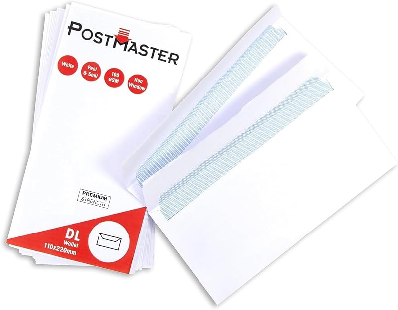 Postmaster Envelopes DL Peel & Seal 100GSM White 100 Pack