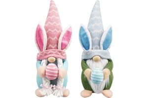 Songjum 2 PCS Easter Gnomes Plush Decor with Easter Egg Easter Bunny Gnome Plush for Kids Easter Day Gift Desktop Home Decor