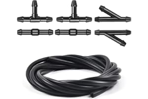 deemars Windshield Washer Hose Kit - 3 Meter Washer Fluid Hose with 6 Pcs Hose Connectors, Suitable for Most Windshield Washer Nozzle Installation, Connect Car Water Pump and Nozzles